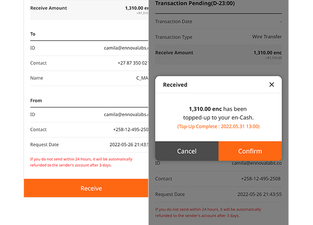 Receive money